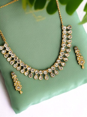 Bhana Jewells Alloy Gold-plated White, Gold Jewellery Set(Pack of 1)