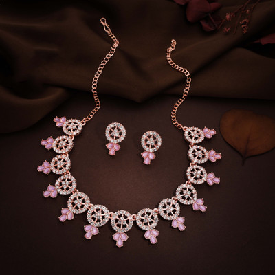 Vedda Brass Gold-plated Rose Gold, White, Purple Jewellery Set(Pack of 1)