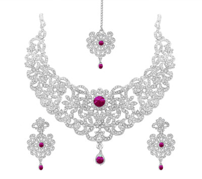 Rhymee Alloy Rhodium Pink, Silver Jewellery Set(Pack of 1)