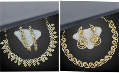 Rhymee Alloy Gold-plated White Jewellery Set(Pack of 1)