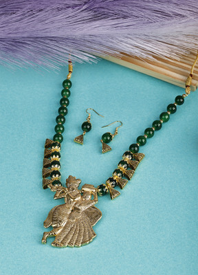 Foxy Trend Alloy Gold-plated Green Jewellery Set(Pack of 3)