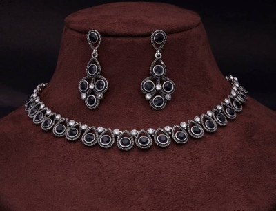 Faizam Collection Brass Silver Black Jewellery Set(Pack of 2)