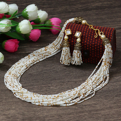 ORUKA Copper Gold-plated White Jewellery Set(Pack of 1)