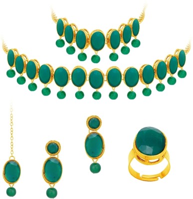 Shostopper by Sukkhi Alloy Gold-plated Green Jewellery Set(Pack of 6)