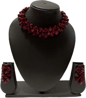 UTTARAI Alloy Gold-plated Maroon Jewellery Set(Pack of 1)