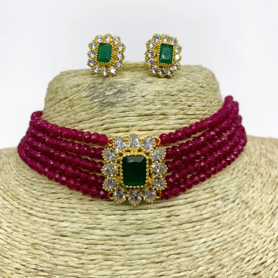GEODE DELIGHT Brass Pink Jewellery Set(Pack of 3)