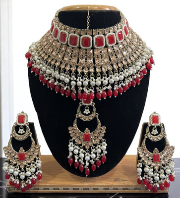 SS IMITATION JEWELLERY Alloy Gold-plated Red Jewellery Set(Pack of 3)