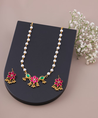 TINALIVA Alloy Gold-plated Gold Jewellery Set(Pack of 1)