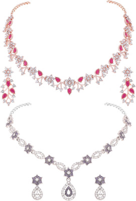 Divastri Brass Gold-plated Multicolor Jewellery Set(Pack of 2)