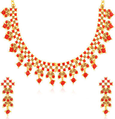 Sukkhi Alloy Gold-plated Red, Brown Jewellery Set(Pack of 1)