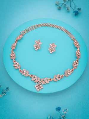 Alasca Brass Gold-plated Rose Gold, Grey Jewellery Set(Pack of 1)