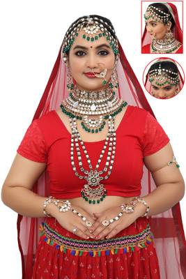 SHIV SHAKTI JEWELLERS Alloy Gold-plated Green Jewellery Set(Pack of 7)