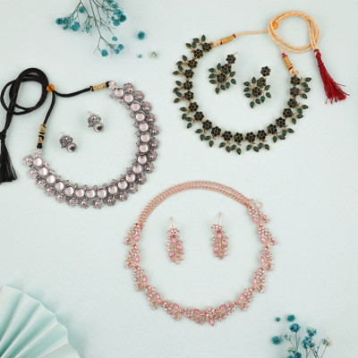 Vedda Brass Gold-plated Multicolor Jewellery Set(Pack of 3)