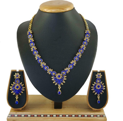 Pink Princess Alloy Gold-plated Blue Jewellery Set(Pack of 1)