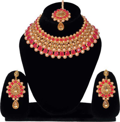 TWOLOVER Alloy Gold-plated Red Jewellery Set(Pack of 2)
