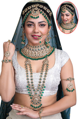 SHIVSHAKTI Alloy Gold-plated Green Jewellery Set(Pack of 7)