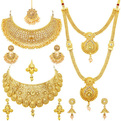 Sukkhi Alloy Gold-plated Gold Jewellery Set(Pack of 3)