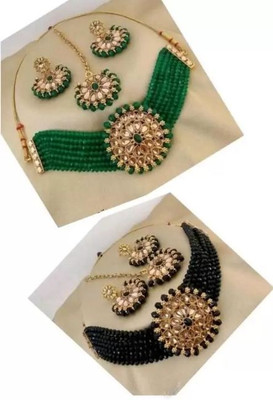 ashlyn creations Crystal Green, Black Jewellery Set(Pack of 2)