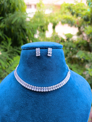 ORUKA Crystal, Alloy Rhodium Silver, White Jewellery Set(Pack of 1)