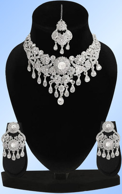 Rukma Alloy Rhodium White Jewellery Set(Pack of 1)