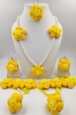 sarthak royal Fabric Yellow Jewellery Set(Pack of 1)