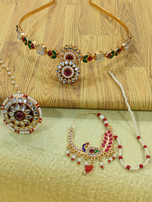 Aaruhi Creation Alloy Gold-plated Gold Jewellery Set(Pack of 3)