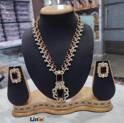 Gyaan Jewels Alloy Gold-plated Maroon Jewellery Set(Pack of 2)