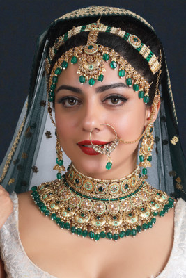 Tulsi Art Jewels Alloy Gold-plated Green Jewellery Set(Pack of 4)