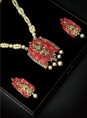 CHARMING JEWELS Alloy Gold-plated Red Jewellery Set(Pack of 1)