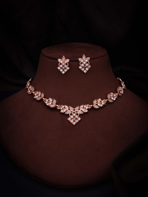 Alasca Brass Gold-plated Rose Gold, Grey Jewellery Set(Pack of 1)