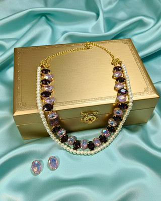 MANSIYAORANGE Brass Gold-plated Brown Jewellery Set(Pack of 3)