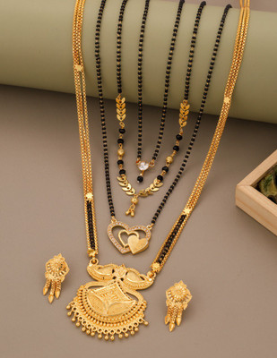 EthnicEmbrace Alloy Gold-plated Gold, Black Jewellery Set(Pack of 4)