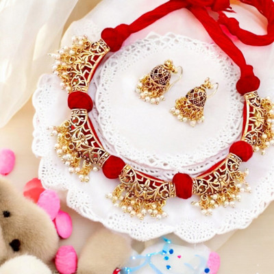 house of common Alloy Gold-plated Gold, Red Jewellery Set(Pack of 1)