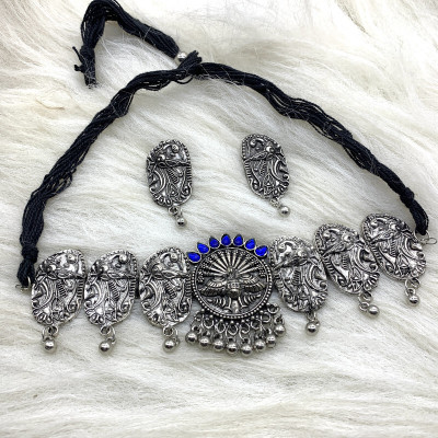 GEODE DELIGHT Oxidised Silver Silver Jewellery Set(Pack of 3)
