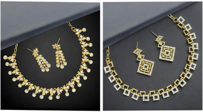 AK JEWEL STORES Alloy Gold-plated Gold, White Jewellery Set(Pack of 6)