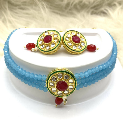 GEODE DELIGHT Brass Turquoise Jewellery Set(Pack of 3)