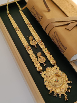 DENISHA Brass Gold-plated Gold Jewellery Set(Pack of 1)