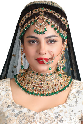 SHIVSHAKTI Alloy Gold-plated Green Jewellery Set(Pack of 4)