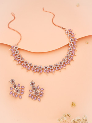 Alasca Brass Gold-plated Rose Gold, Purple Jewellery Set(Pack of 1)