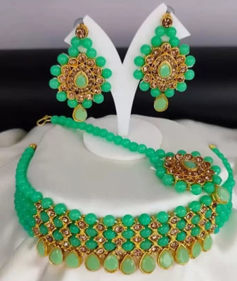 TWOLOVER Alloy Gold-plated Green Jewellery Set(Pack of 1)