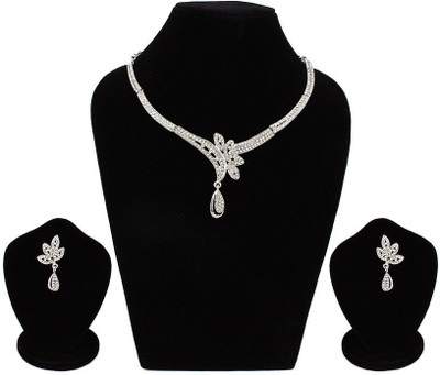 JEWELS GURU Alloy Gold-plated White, Silver Jewellery Set(Pack of 1)