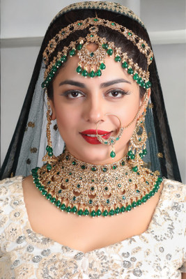 SHIV SHAKTI JEWELLERS Alloy Gold-plated Green Jewellery Set(Pack of 4)