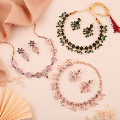 Alasca Brass Gold-plated Rose Gold, Gold Jewellery Set(Pack of 3)