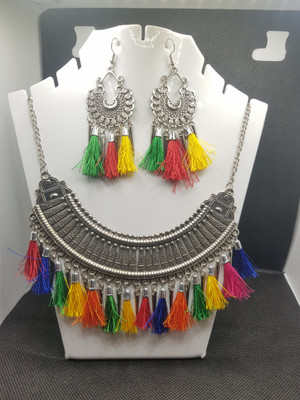 takshiv Metal, Oxidised Silver, Alloy Sterling Silver Multicolor Jewellery Set(Pack of 1)