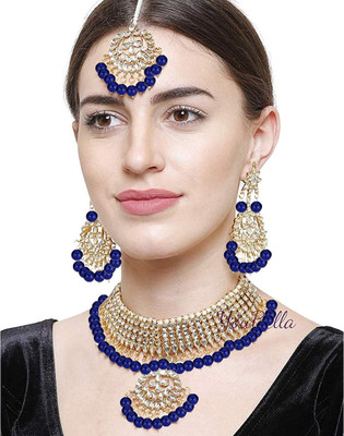 Divastri Alloy Gold-plated Blue Jewellery Set(Pack of 4)