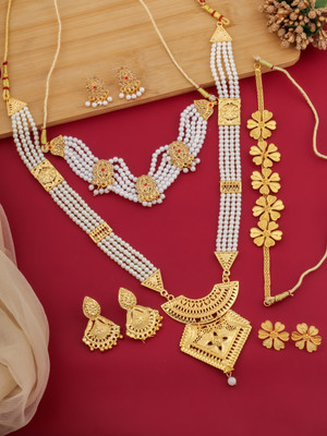 PARTICIAO Alloy Gold-plated Gold, White Jewellery Set(Pack of 3)