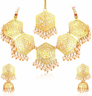 Sukkhi Alloy Gold-plated Gold, Beige Jewellery Set(Pack of 1)