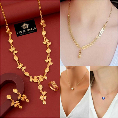 Jewel WORLD Brass, Alloy Gold-plated Gold, Black Jewellery Set(Pack of 1)