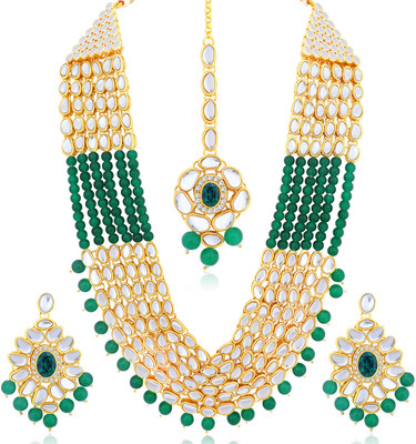 Sukkhi Alloy Gold-plated Green, White Jewellery Set(Pack of 1)