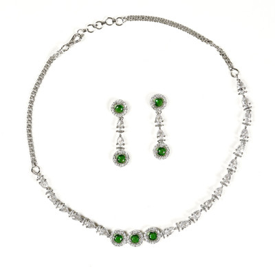 house of common Brass Rhodium Green Jewellery Set(Pack of 1)